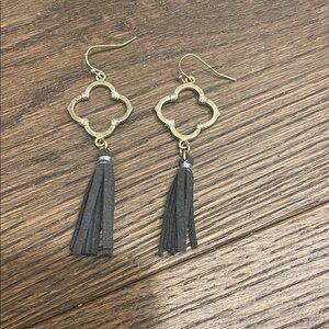 Gold and Black Tassel Earrings